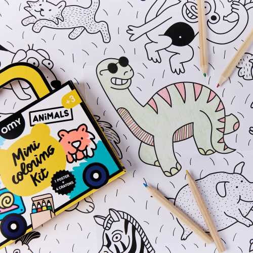 MINI POCKET OMY ANIMALS PARA COLOREAR + 4 LAPICES COLOR