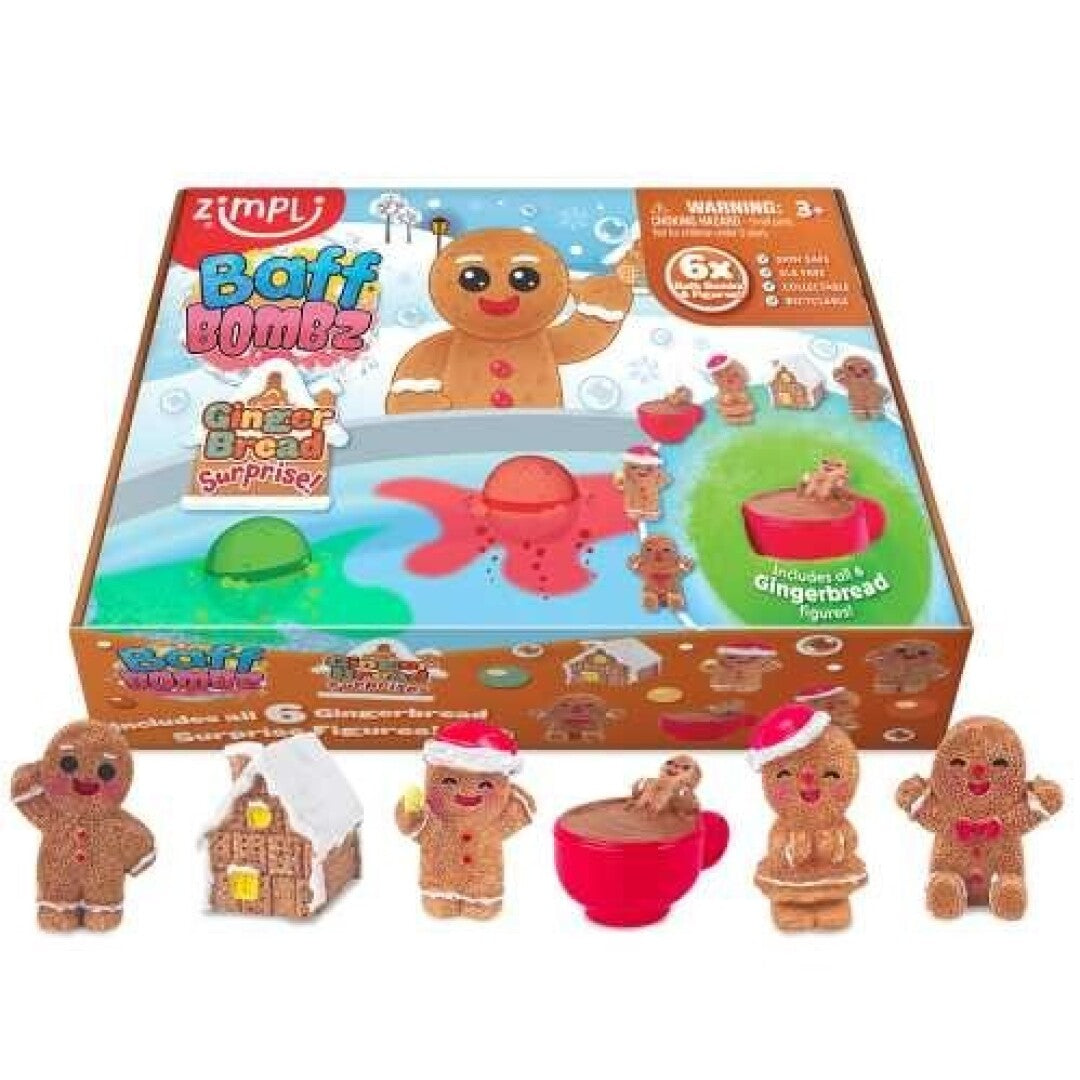 Pack 6 bombas de baño sorpresa - Muñeco de Jengibre - Zimpli Kids