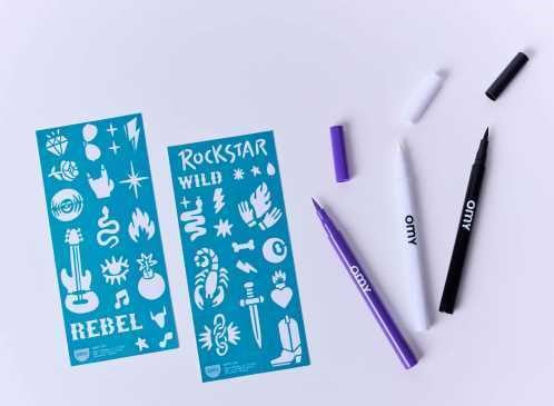 Rotuladores para tatuajes temporales con plantillas ROCK CLUB - OMY
