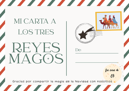 Tarjeta de Navidad - Postal a Papá Noel y a sus majestades los tres Reyes Magos