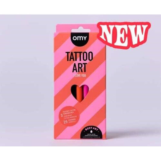 Rotuladores para tatuajes temporales con plantillas ILOVEYOU - OMY