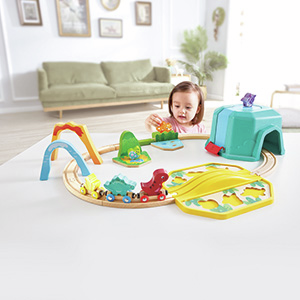 Set de Juego Tren de Dinosaurios con Cubo portátil