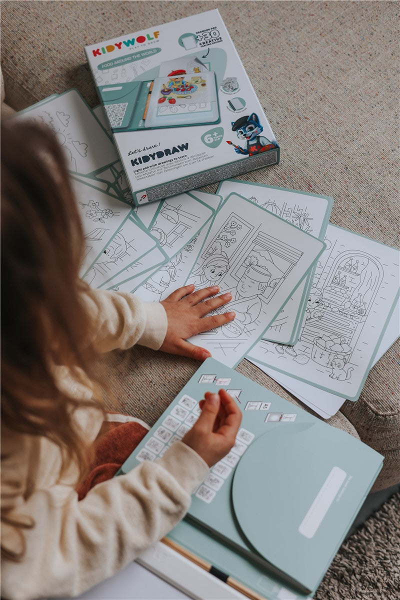 KIDYDRAW PAD Alimentos | Tableta de Dibujo Retroiluminada para Niños