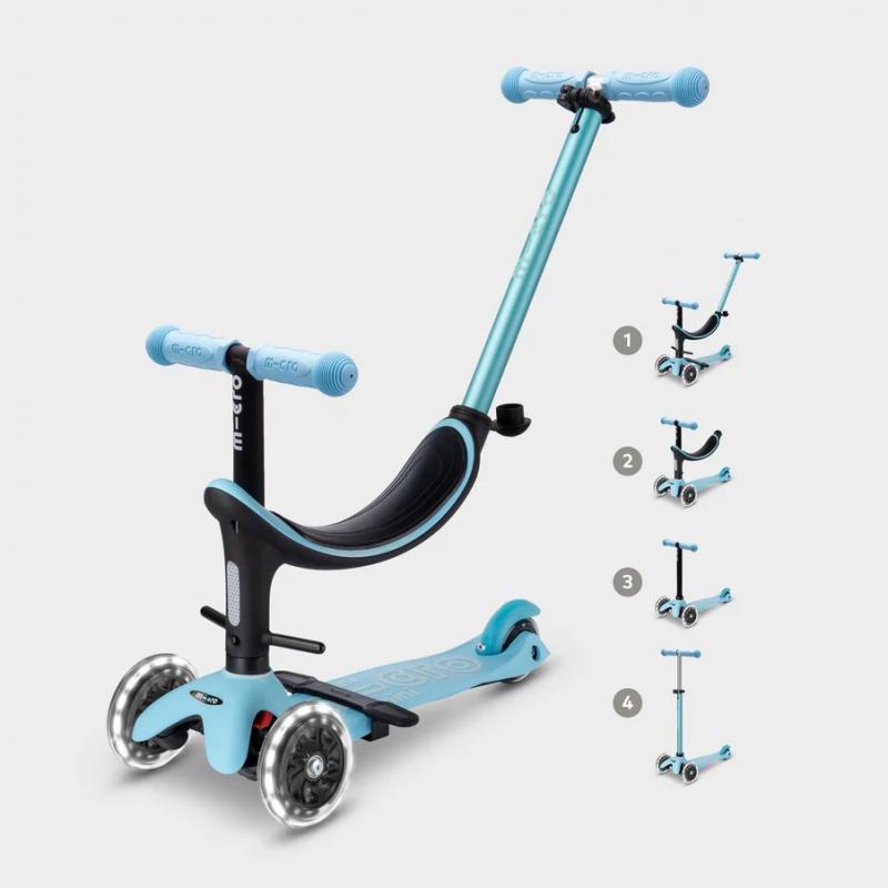 Patinete Mini Micro 4 en 1 Deluxe LED: de Correpasillos a Patinete