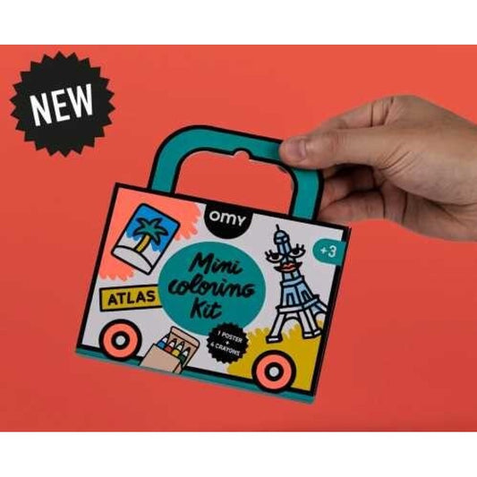 MINI POCKET OMY ATLAS PARA COLOREAR + 4 LAPICES COLOR