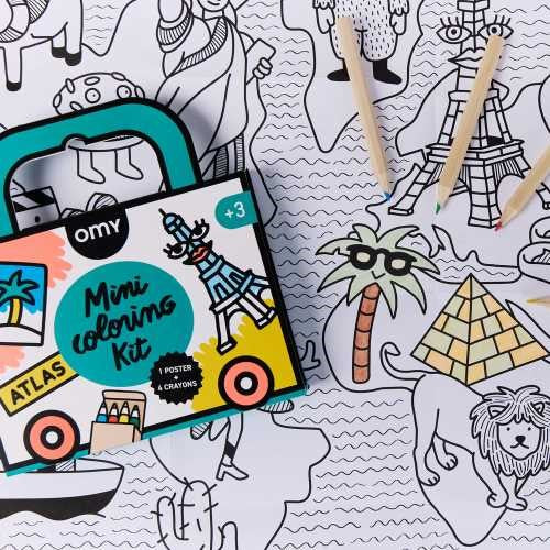 MINI POCKET OMY ATLAS PARA COLOREAR + 4 LÁPICES COLOR - 2