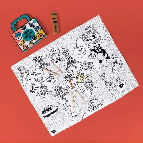 MINI POCKET OMY ATLAS PARA COLOREAR + 4 LÁPICES COLOR - 3