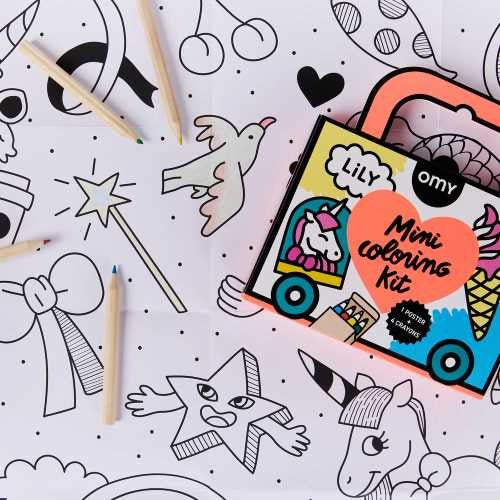 MINI POCKET OMY UNICORNIO PARA COLOREAR + 4 LAPICES COLOR