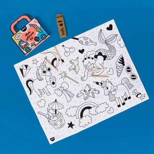 MINI POCKET OMY UNICORNIO PARA COLOREAR + 4 LAPICES COLOR