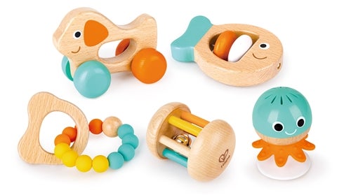 Set Sensorial Evolutivo – 5 Juguetes de Madera | HAPE