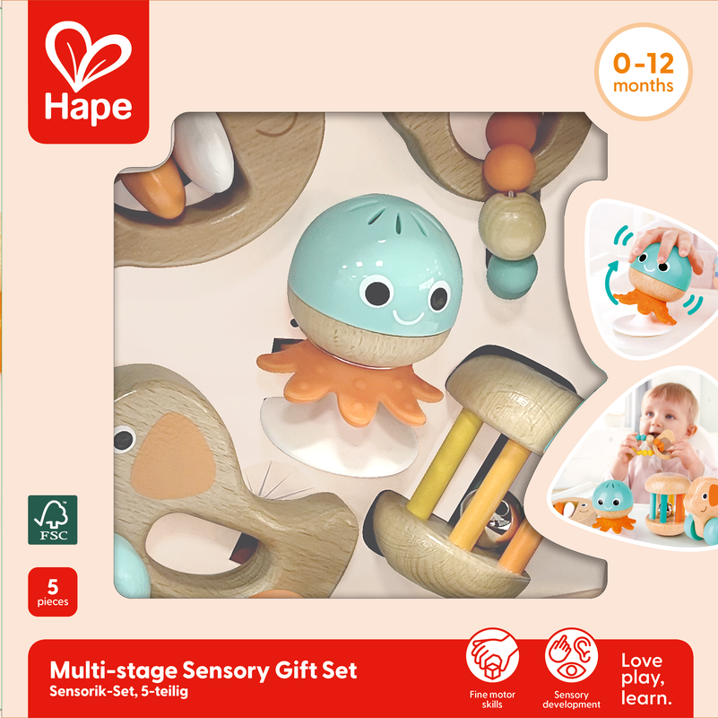 Set Sensorial Evolutivo – 5 Juguetes de Madera | HAPE