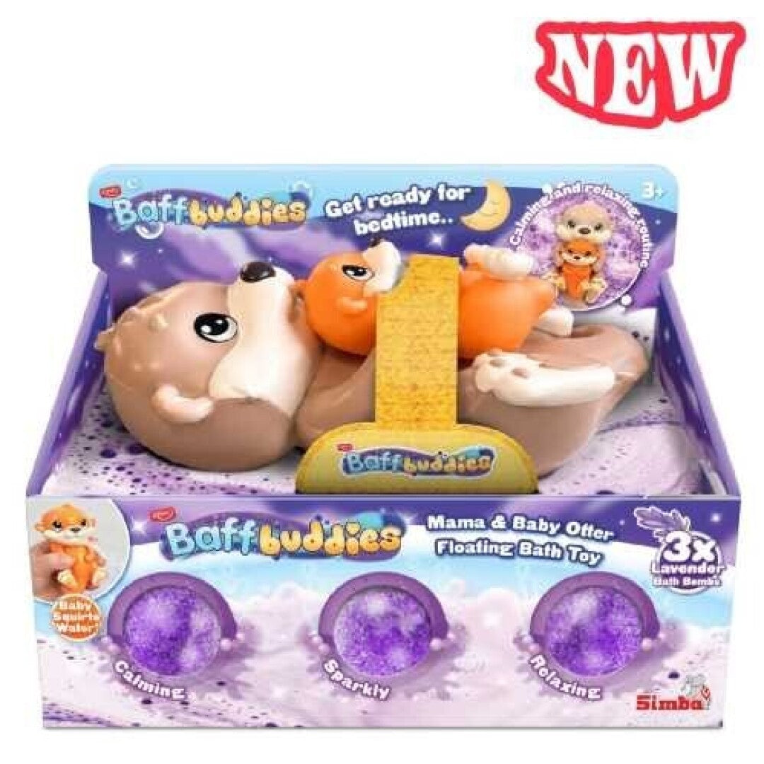 Baff Buddies Mamá y Bebé Nutria: Juguete Flotante de Baño con 3 Bombas de Lavanda