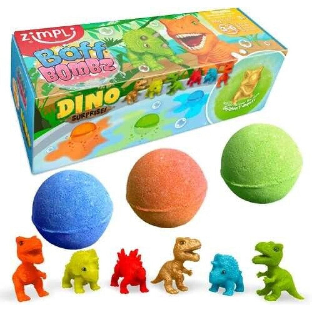 Pack Regalo 4 Años Dinos: pack de 3 bombas de baño sorpresa con dinosaurios