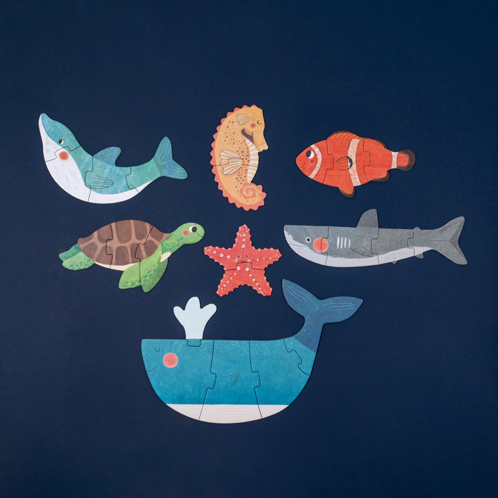 Puzzle Blue Londji: 7 Puzzles Reversibles de Animales del Mar - 16