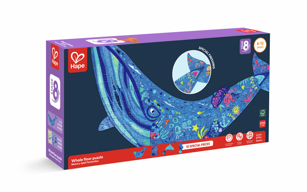 Puzle de Suelo Brillante de Ballena - 200 pzs
