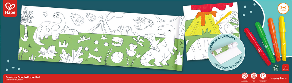 Rollo de Papel para Garabatos de Dinosaurios
