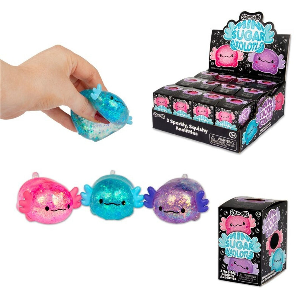 Scrunchems Mini Sugar Ajolotes - Pack de 3 Squishies