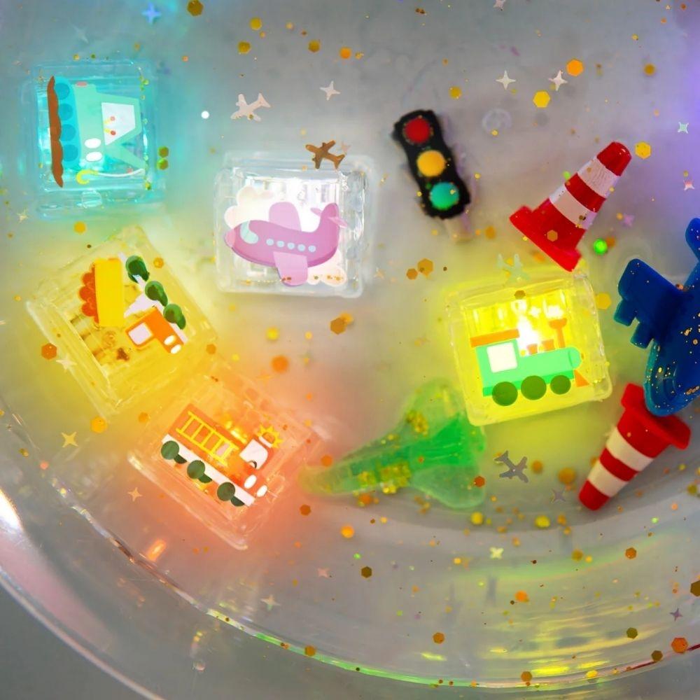 Glo Pals Cubos Luminosos Vehículos | Juego Sensorial para Baño