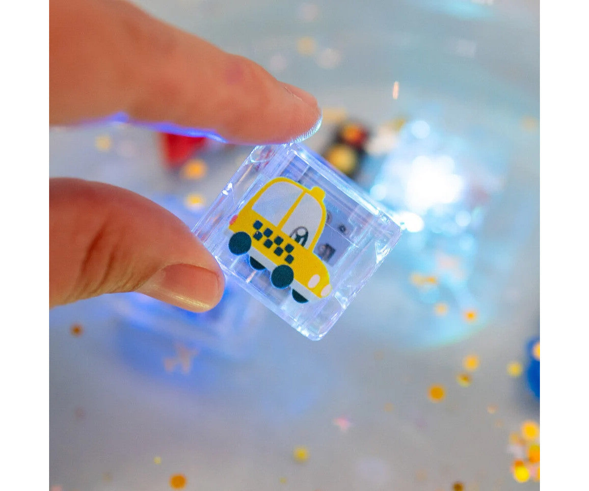 Glo Pals Cubos Luminosos Vehículos | Juego Sensorial para Baño