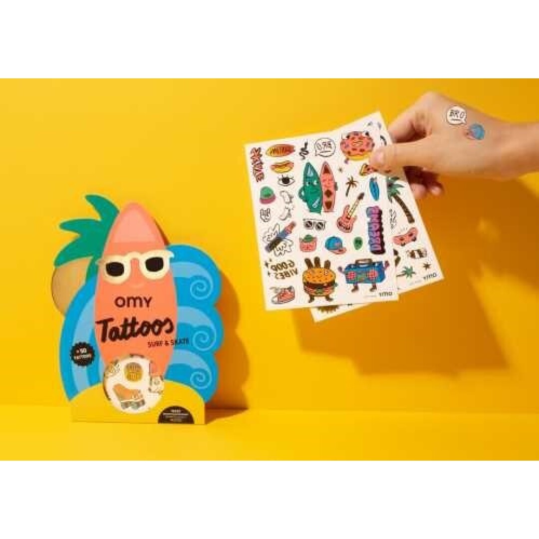 Tattoos Surf & Skate – 50 Tatuajes Temporales | OMY