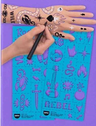 Rotuladores para tatuajes temporales con plantillas ROCK CLUB - OMY
