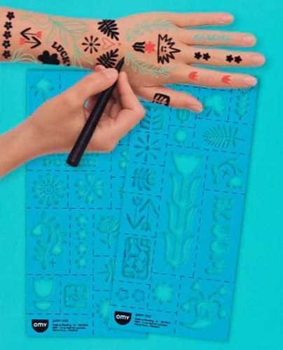 Rotuladores para tatuajes temporales con plantillas FLOWER POWER - OMY