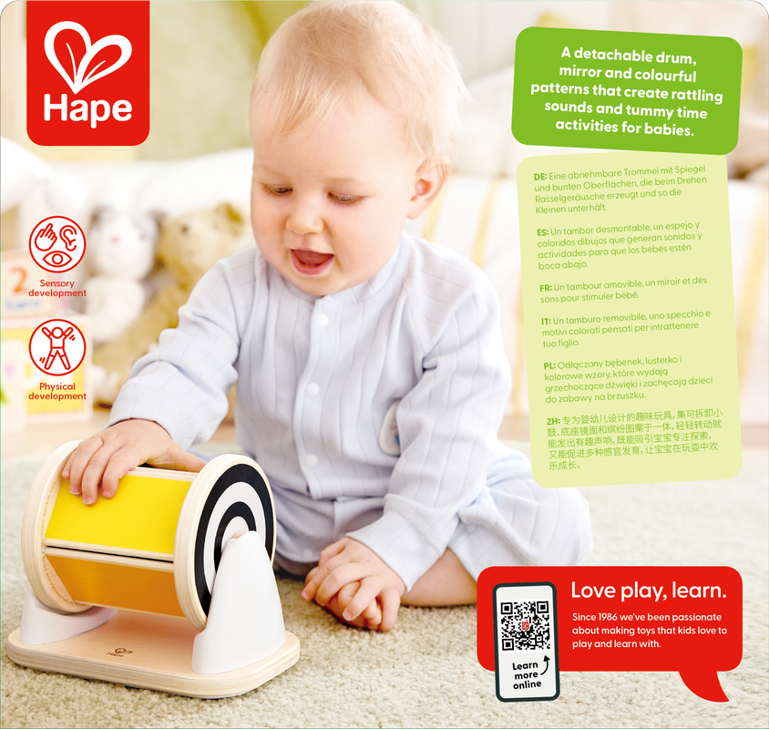 Tambor Giratorio con Espejo – Juguete Sensorial 2 en 1 | HAPE
