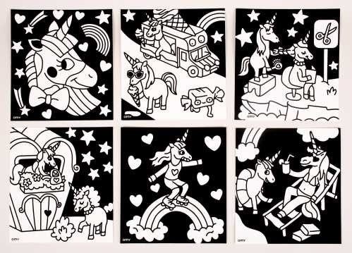 Láminas de terciopelo sensoriales para pintar - Unicornios - OMY