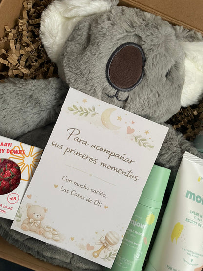 Caja Regalo Bebé Súper Oli (Premium: rutina + doudou + donut sensorial)