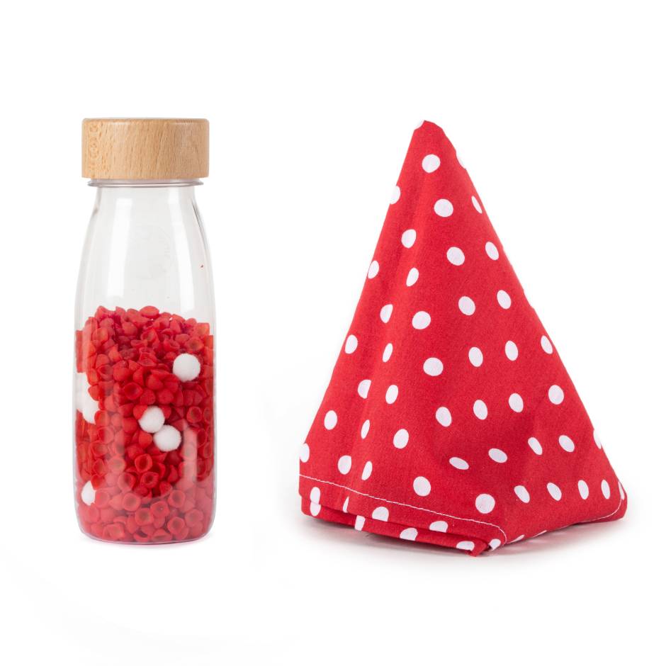 Mi primera botella sensorial - My First Toy (Sound Bottle+Pañuelo topos) -Petit Boum