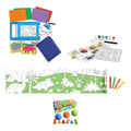 Pack Regalo 4 Años Dinos: estudio de arte, moldes de yeso, rollo de garabatos y bombas de baño de dinosaurios