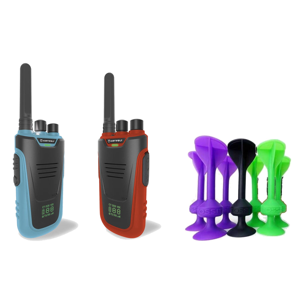 Pack Regalo 5 Años Aire Libre: los walkie-talkies Kidytalk y los dardos de silicona Tossit