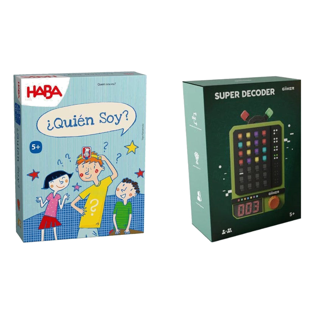 Pack Regalo 5 Años Cerebrito: las dos cajas del pack, Giiker Super Decoder y ¿Quién Soy? de HABA